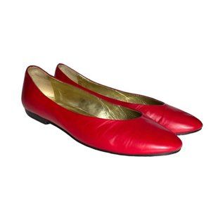 Andrea Carrano Ballet Flats Size 8 Red Leather